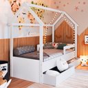 Ver imagem 1 de Cama Infantil Montessoriana Solteiro com Gavetas sem Colchão Branco - Completa