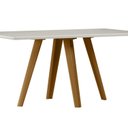 Ver imagem 2 de Mesa para Sala de Jantar Tampo com Vidro/MDF 160cm Base Madeira Maciça Mariah