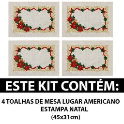 Jogo de Mesa Lugar Americano - 4 Peças Algodão Estampa Natal Dohler - Emcompre - 2