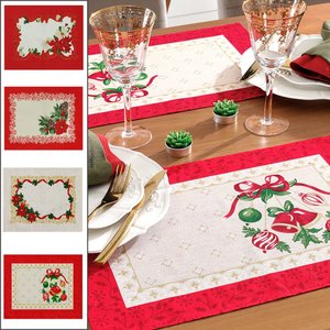Jogo de Mesa Lugar Americano - 4 Peças Algodão Estampa Natal Dohler - Emcompre