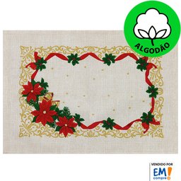 Jogo de Mesa Lugar Americano - 4 Peças Algodão Estampa Natal Dohler - Emcompre - 4