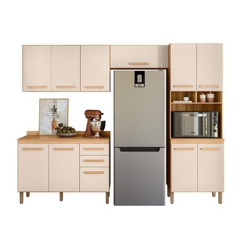 Conjunto de Cozinha Ayla 11 Portas 2 Gavetas MDP 270cm Branco