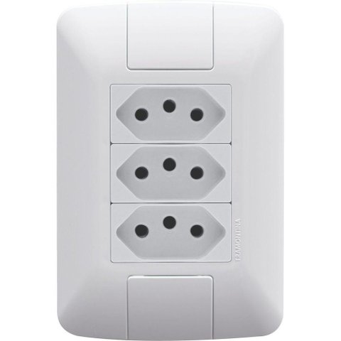 Conjunto 4x2 com 3 Tomadas 2p+t 20 a 250 V Tramontina Aria Branco Tramontina
