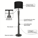 Ver imagem 3 de Luminária de Chão Master 160cm Madeira Maciça Cobre Bivolt E27 Cúpula - Teca/Marrom