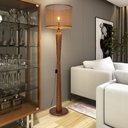Ver imagem 1 de Luminária de Chão Master 160cm Madeira Maciça Cobre Bivolt E27 Cúpula - Teca/Marrom