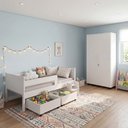 Ver imagem 1 de Conjunto Cama Luna Plus e Armário Multiuso Ouro 2 Portas para Quarto Infantil Completo - Branco
