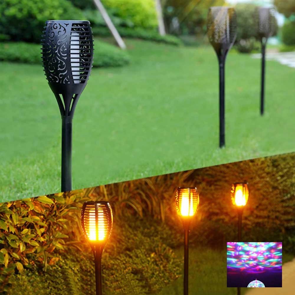 TOCHA LANTERNA LUMINÁRIA LED COM LÂMPADA COLORIDA GIRATÓRIA JARDIM
