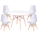 Ver imagem 1 de Jogo de Mesa de Jantar Eames Wood Tampo Branco de Madeira 100cm + 4 Dsw Pp - Dsw Polipropileno Branc