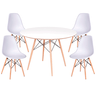 Jogo de Mesa de Jantar Eames Wood Tampo Branco de Madeira 100cm + 4 Dsw Pp - Dsw Polipropileno Branc - 1