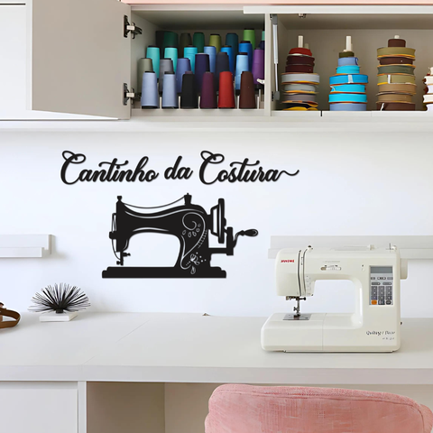 Cantinho da Costura Lettering Quadro em Madeira Mdf, Aplique de Parede, Decoração para Quarto e Casa
