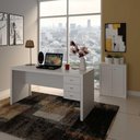 Ver imagem 2 de Kit Escritório com Mesa 3 Gavetas e Balcão 2 Portas Br Cor:branco