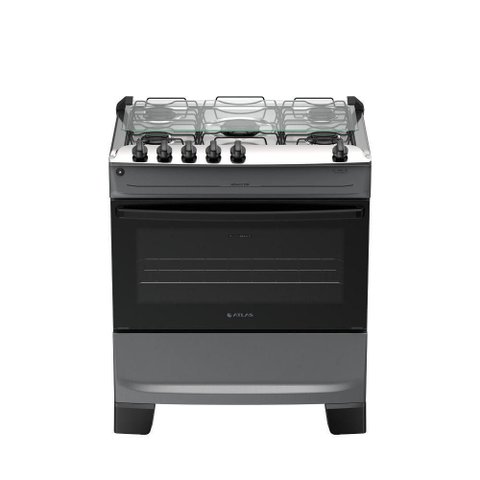 Fogão 5 Bocas Atlas Mônaco Top Automático Mesa Inox Titanium Bivolt
