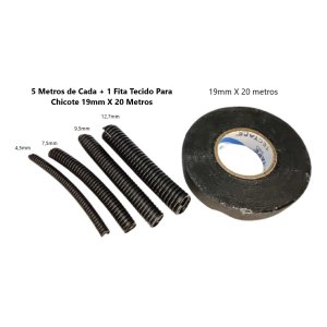 Kit 20M Tubo Espaguete Corrugado Auto + Fita P/Chicote