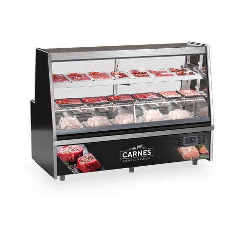 Balcão de Frios e Avícola Grta200 Gelopar Expositor de Carnes Preto 2mt 220v