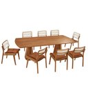 Ver imagem 2 de Sala de Jantar Mesa Noronha 220cm Tampo Laminado Canto Barril com 8 Cadeiras Eva Premium