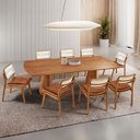Ver imagem 1 de Sala de Jantar Mesa Noronha 220cm Tampo Laminado Canto Barril com 8 Cadeiras Eva Premium