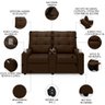 Poltrona de Cinema Reclinável 2 Lugares Baú Usb Mallie Fh9 Veludo Marrom - Mpozenato - 3