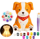 Ver imagem 1 de Luminária Cachorrinho Abajur LED Infantil para Pintar + Kit Pintura Tinta Guache Pincel Paleta
