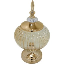 Bomboniere Pote Decorativo em Bronze Vidro Biscoitos e Doces - 4