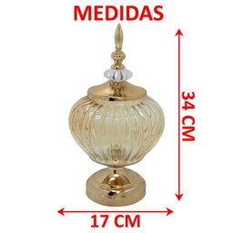 Bomboniere Pote Decorativo em Bronze Vidro Biscoitos e Doces - 3