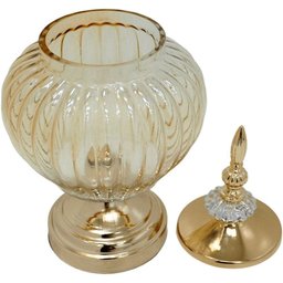 Bomboniere Pote Decorativo em Bronze Vidro Biscoitos e Doces - 5