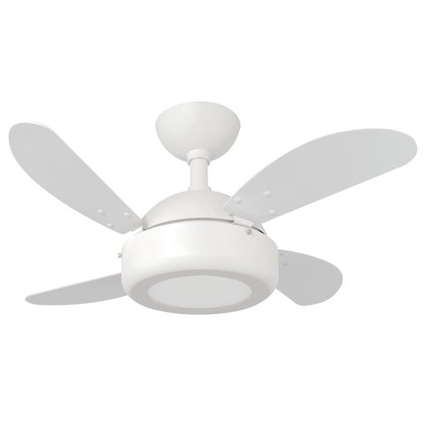 Ventilador de Teto Infinity Lux LED 3000K Mini Branco 4 Pás MDF Bco 110V+Controle 1020