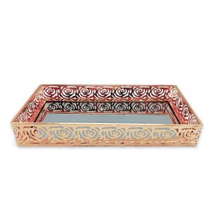 Bandeja Espelhada Rosas Roses Elegantes Decorativa 26x12