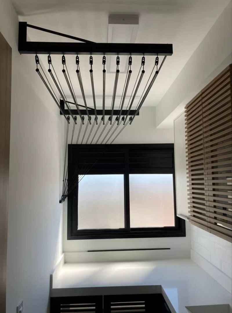 Varal Individual de Parede 180cm com 06 Varetas em Alumínio:preto - 3
