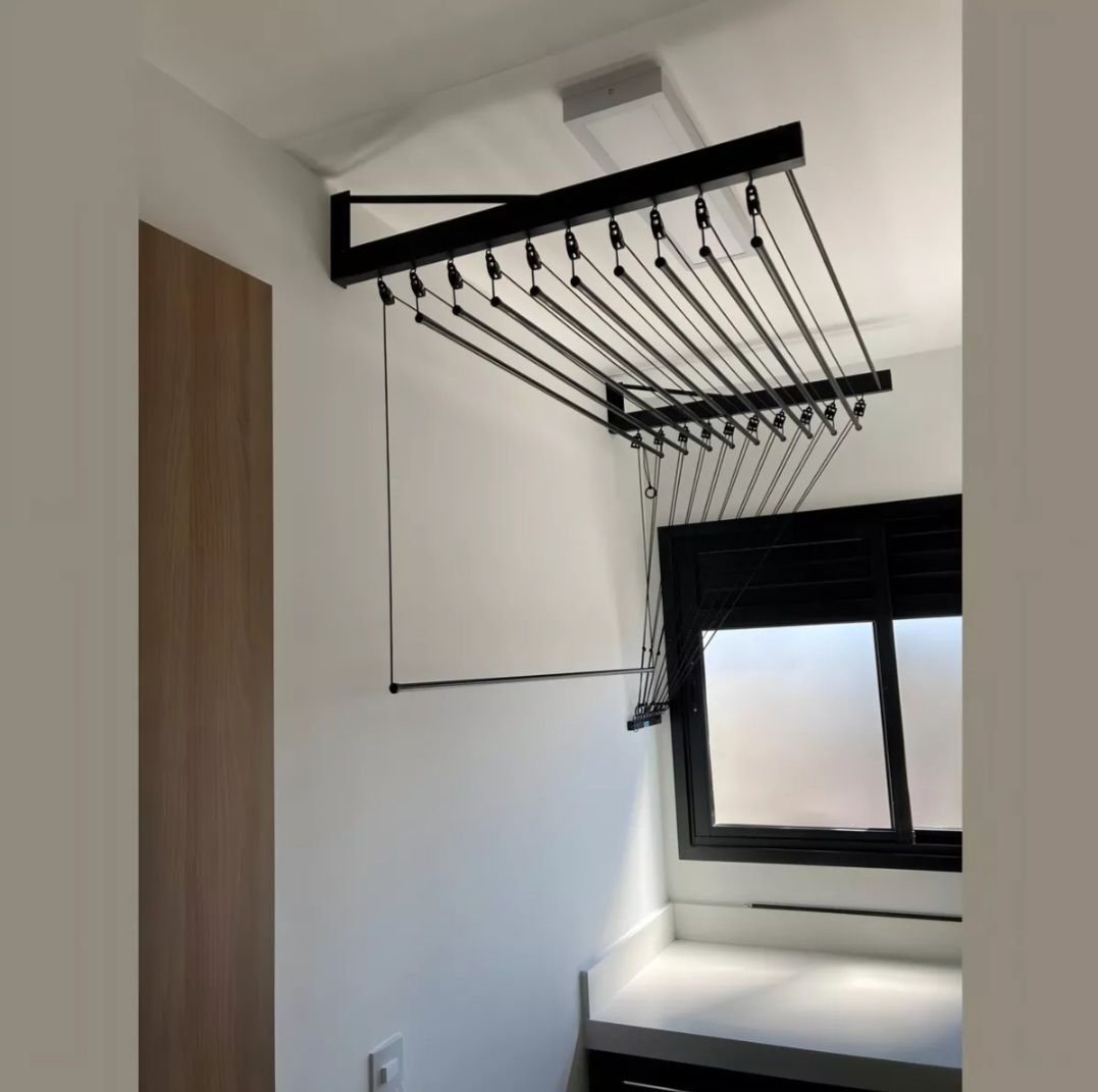Varal Individual de Parede 180cm com 06 Varetas em Alumínio:preto - 2