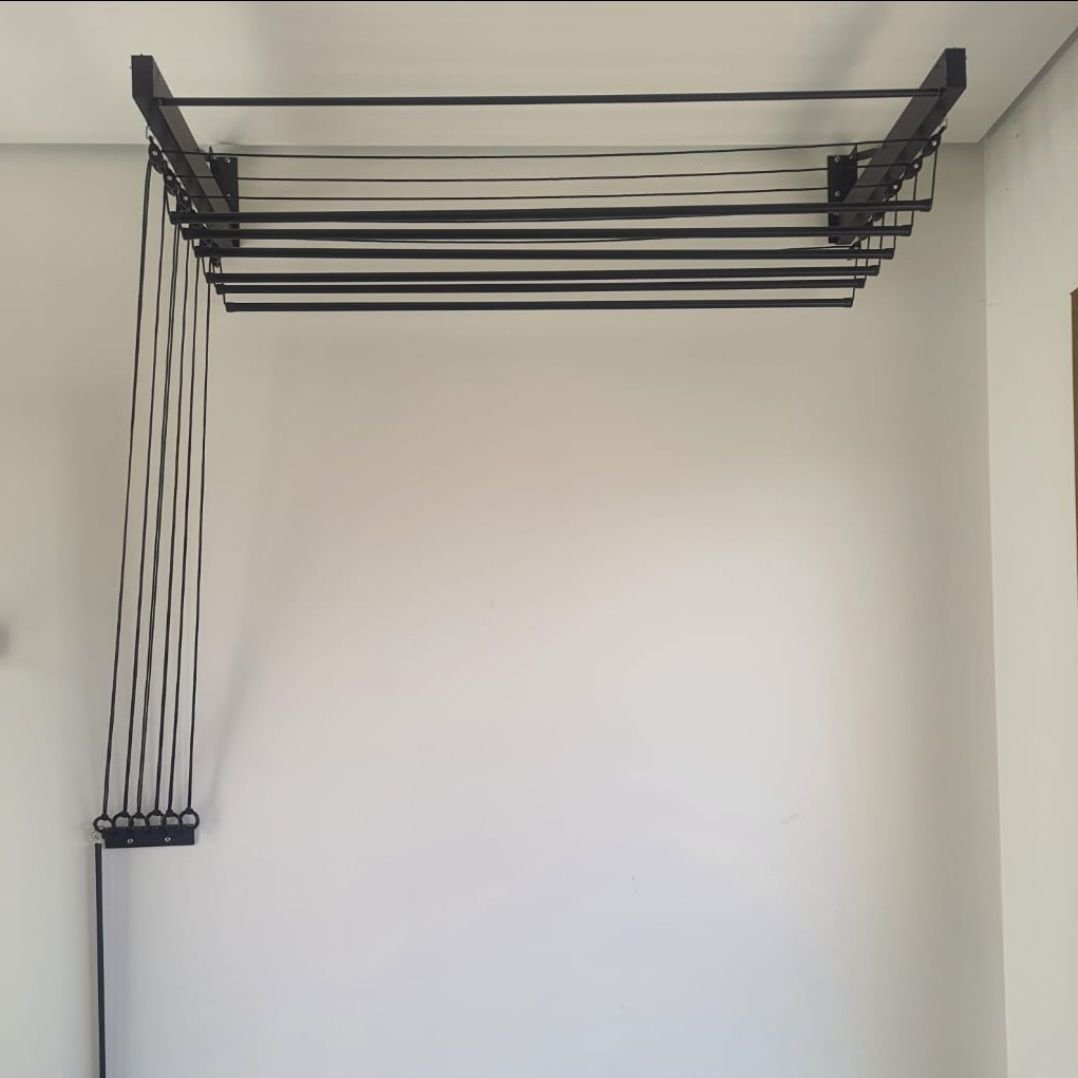 Varal Individual de Parede 180cm com 06 Varetas em Alumínio:preto - 4