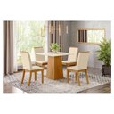Ver imagem 5 de Mesa de Jantar Dora 90 Cm Tampo Reto Nature Off White com 4 Cadeiras Isa Linho - Henn