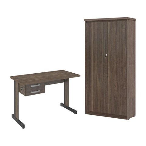 Conjunto para Escritório Lumeus Affara 2 Portas 2 Gavetas MDP 120cm Marrom