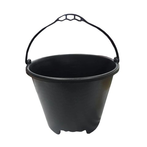 Kit 6 Balde Plástico Preto 12l C/ Pegador no Fundo -brasipla