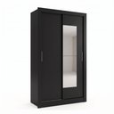 Ver imagem 2 de Guarda-Roupa Solteiro com Espelho 2 Portas de Correr e 1 Gaveta 200 x 120cm City Yescasa Preto