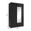 Ver imagem 3 de Guarda-Roupa Solteiro com Espelho 2 Portas de Correr e 1 Gaveta 200 x 120cm City Yescasa Preto