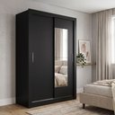 Ver imagem 1 de Guarda-Roupa Solteiro com Espelho 2 Portas de Correr e 1 Gaveta 200 x 120cm City Yescasa Preto