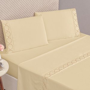 Jogo de Cama Infinity Casal Padrão 4 Peças - Tecido Micropercal 300 Fios - Palha