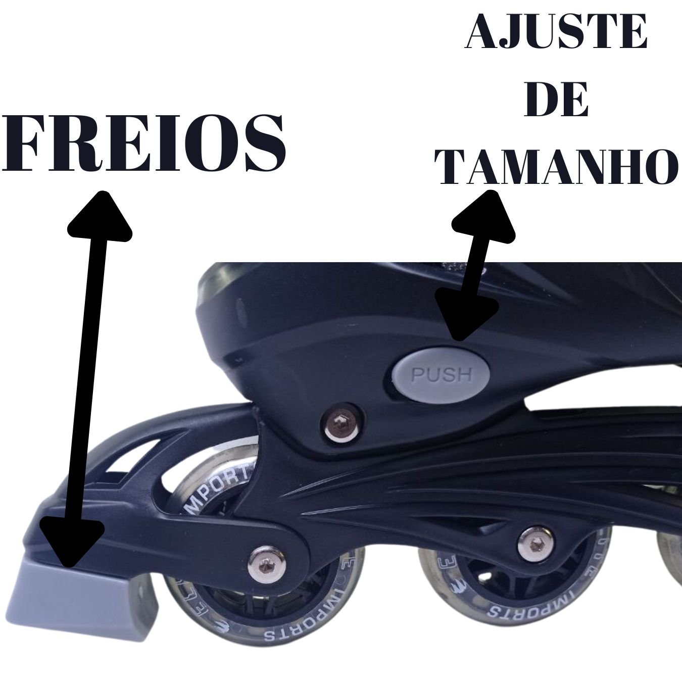 Patins Inline Roller de 4 Rodas Preto Elite Tamanho:36/39 - 5