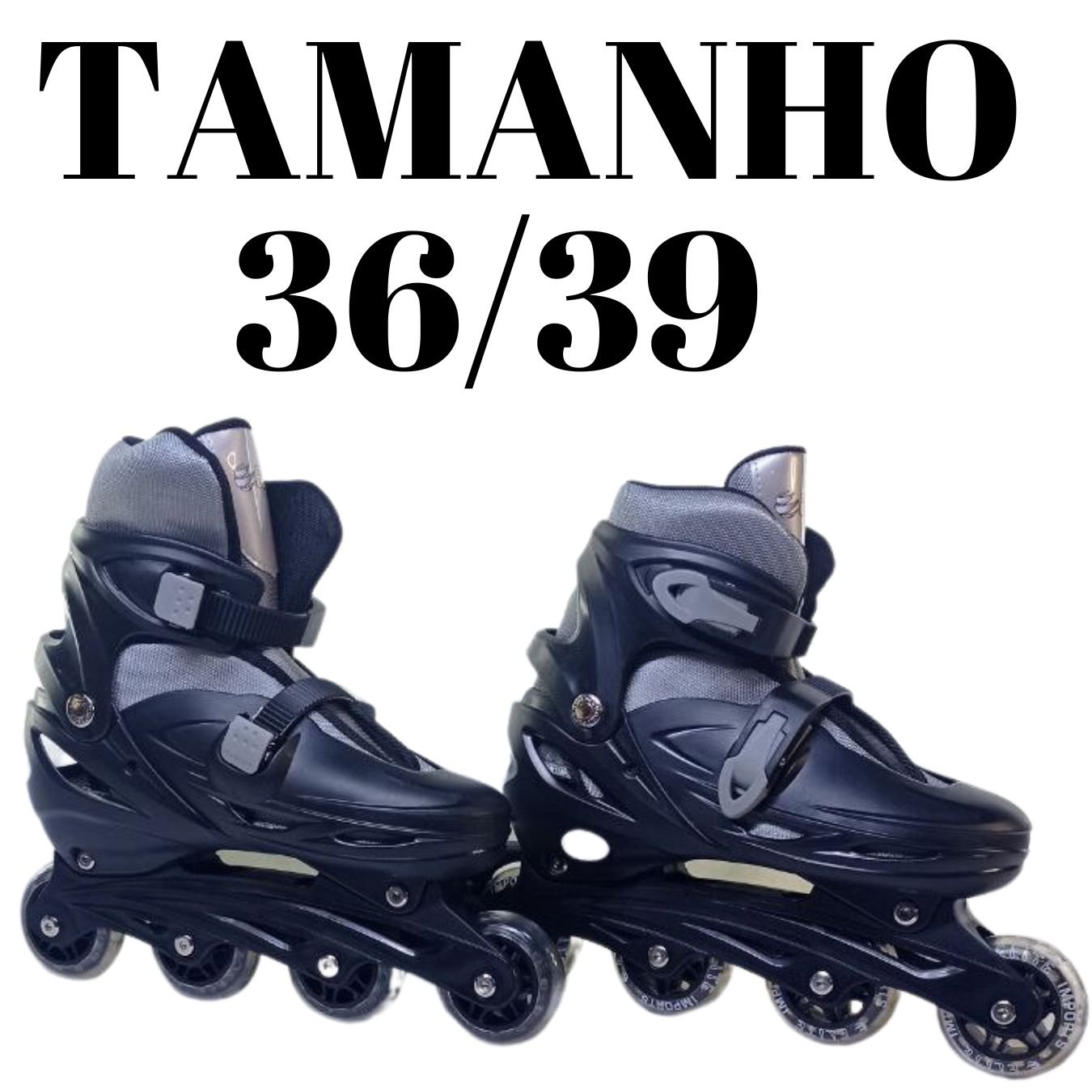 Patins Inline Roller de 4 Rodas Preto Elite Tamanho:36/39 - 2