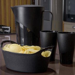 Kit 6 Cestos para Servir Porções Batata Frita Petiscos Preto Lanchonete Bar Restaurante Uz - 2