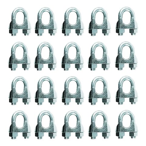 Kit 20 Grampo Clips para Cabo de Aço Pesado 3/8" - Starfer