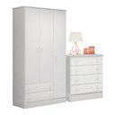Ver imagem 1 de 777 - Comoda 4 Gavetas Doce Sonho Branco/branco (777.5) + 2617 - G. Roupa 3pts/2gv Doce Sonho Branco