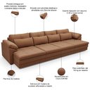 Ver imagem 4 de Sofá Retrátil para Sala de Estar 4 Lugares 339cm Riza S03 Couro Soft Mel - Lyam Decor