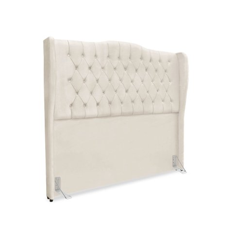 Cabeceira de Cama Box Casal 140 Cm Dubai Premium - Veludo Bege Claro