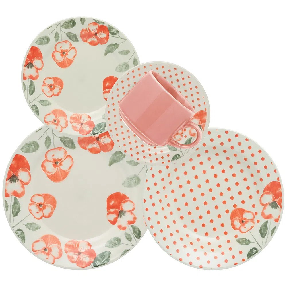 Kit Tigelas Bowl e Pratos de Sobremesa 20 Peças Donna Holambra Oxford® Cerâmica - 2