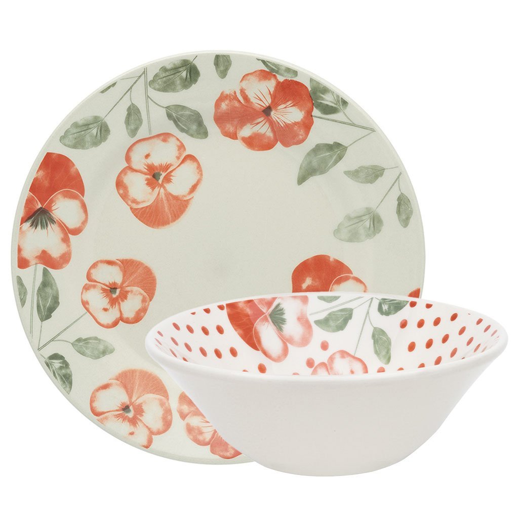 Kit Tigelas Bowl e Pratos de Sobremesa 20 Peças Donna Holambra Oxford® Cerâmica - 1