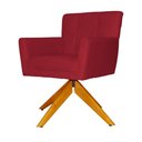 Ver imagem 3 de Poltrona Decorativa Onix Pés Giratório de Madeira Suede Vermelho - DS Estofados