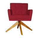 Ver imagem 1 de Poltrona Decorativa Onix Pés Giratório de Madeira Suede Vermelho - DS Estofados
