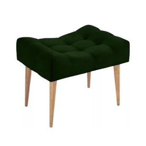 Puff banqueta retangular verde musgo pé palito com detalhe em costura