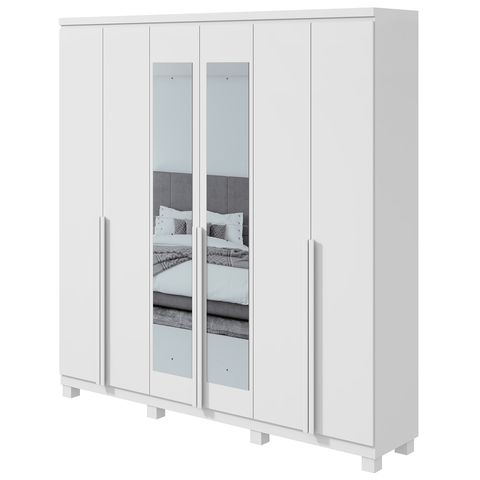 Guarda-roupas Alonzo 6 Portas C/esp e C/pes Pvc Branco 2.3 Móveis Lopas